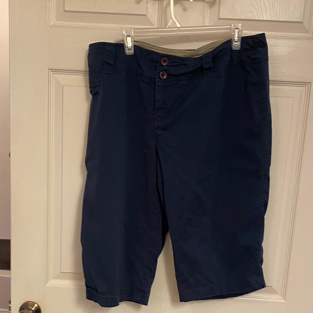 Avenue Dark Blue Flat Front Shorts